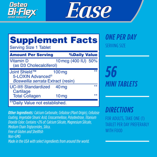 Osteo Bi-Flex Ease mini-tablet close-up highlights easy-to-swallow design.