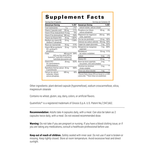 Osteoprime Forte capsules close-up emphasizing calcium-rich formula for bone health.
