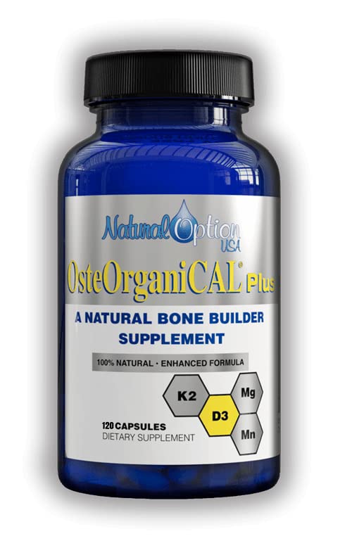 Osteorganical Plus bottle with capsules illustrating bone support and mobility