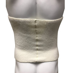 OTC back warmer angora worn photo conveys relaxing warmth for sensitive muscles