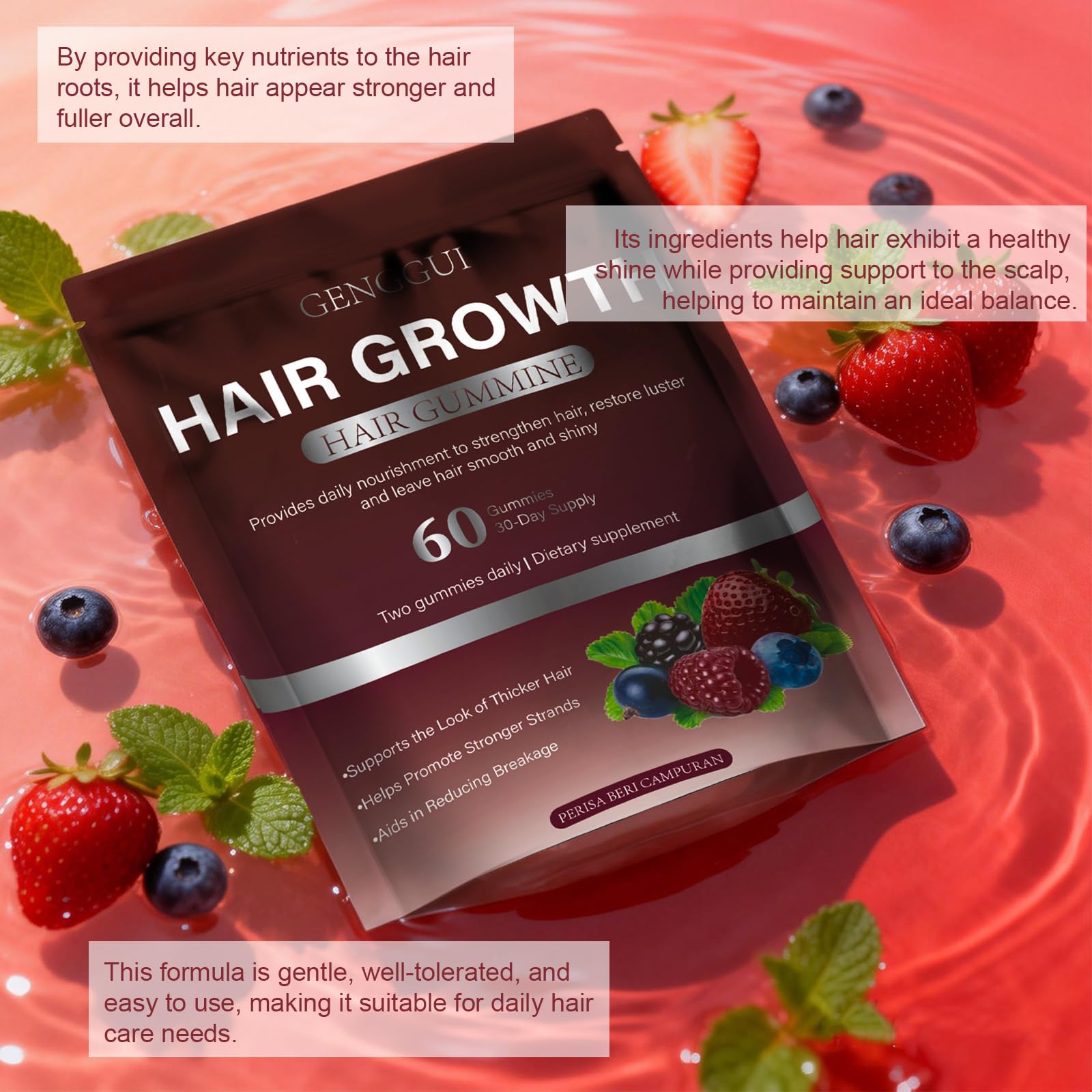 OUHENGTEK gummies with glass of water suggests easy daily routine.