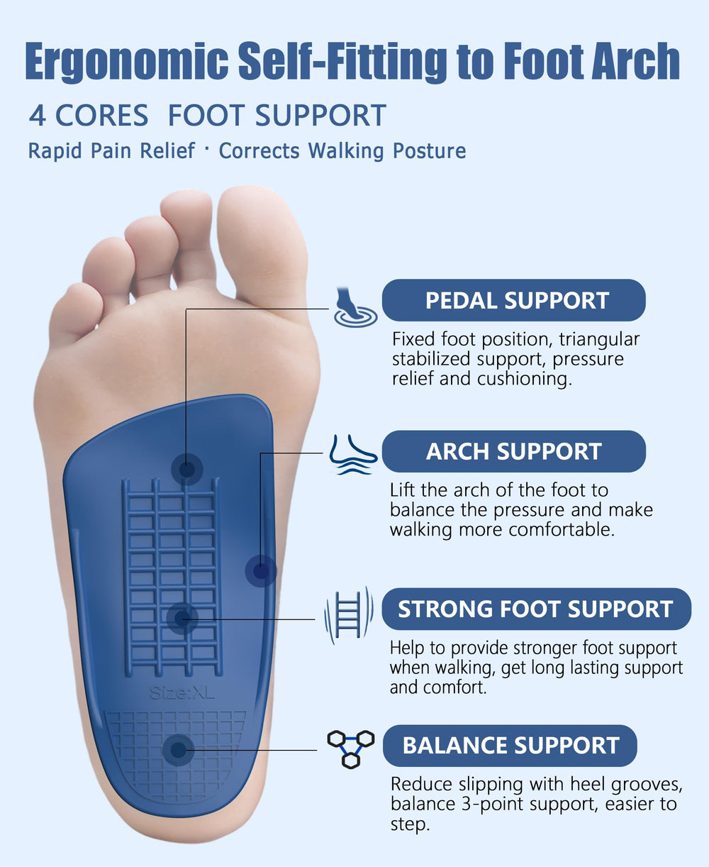 OUOKK low arch support insert, 3/4 length, top view showing slim, shoe-friendly profile.