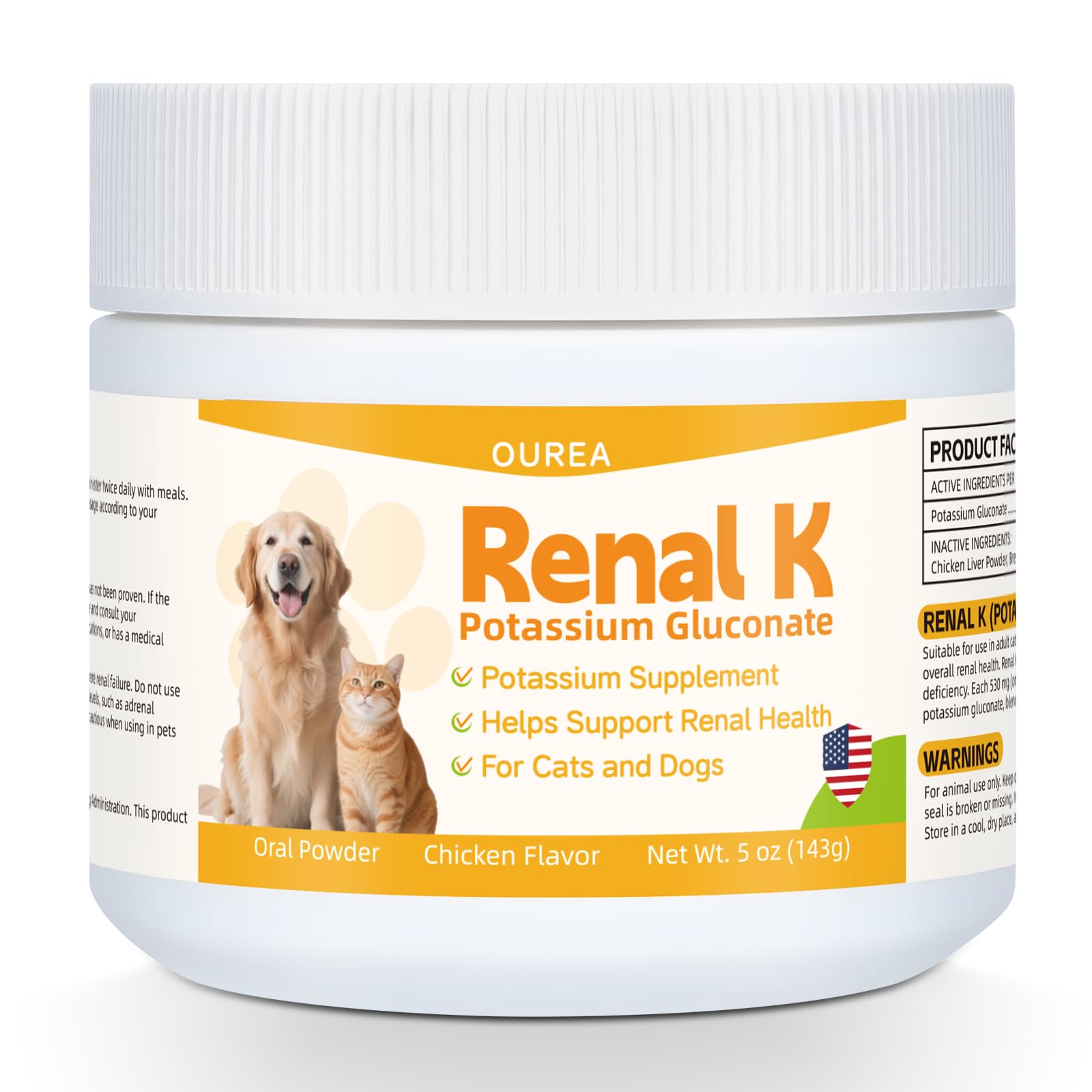 Ourea Renal K clean-label formula without common allergens.
