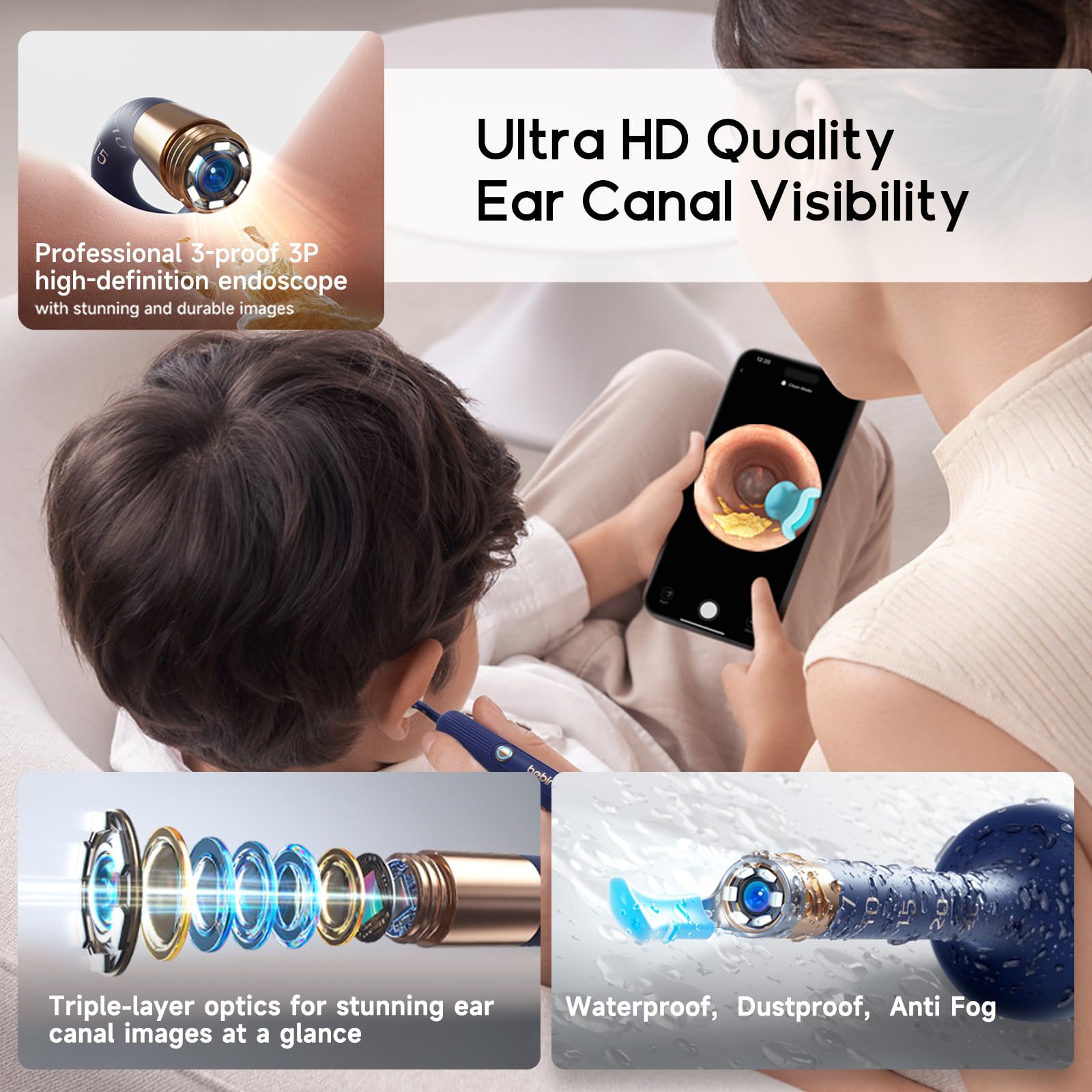 Oushome BEBIRD soft-tip scooper enables gentle, safe wax removal for all ages