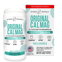 Outback Naturals 2:1 calcium-magnesium ratio powder ready to dissolve for quick hydration.