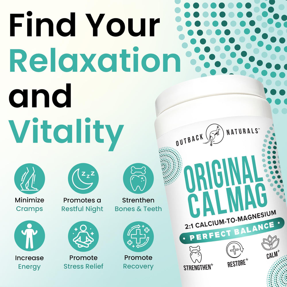 Outback Naturals calcium gluconate powder shown for smooth mixing in a shaker.