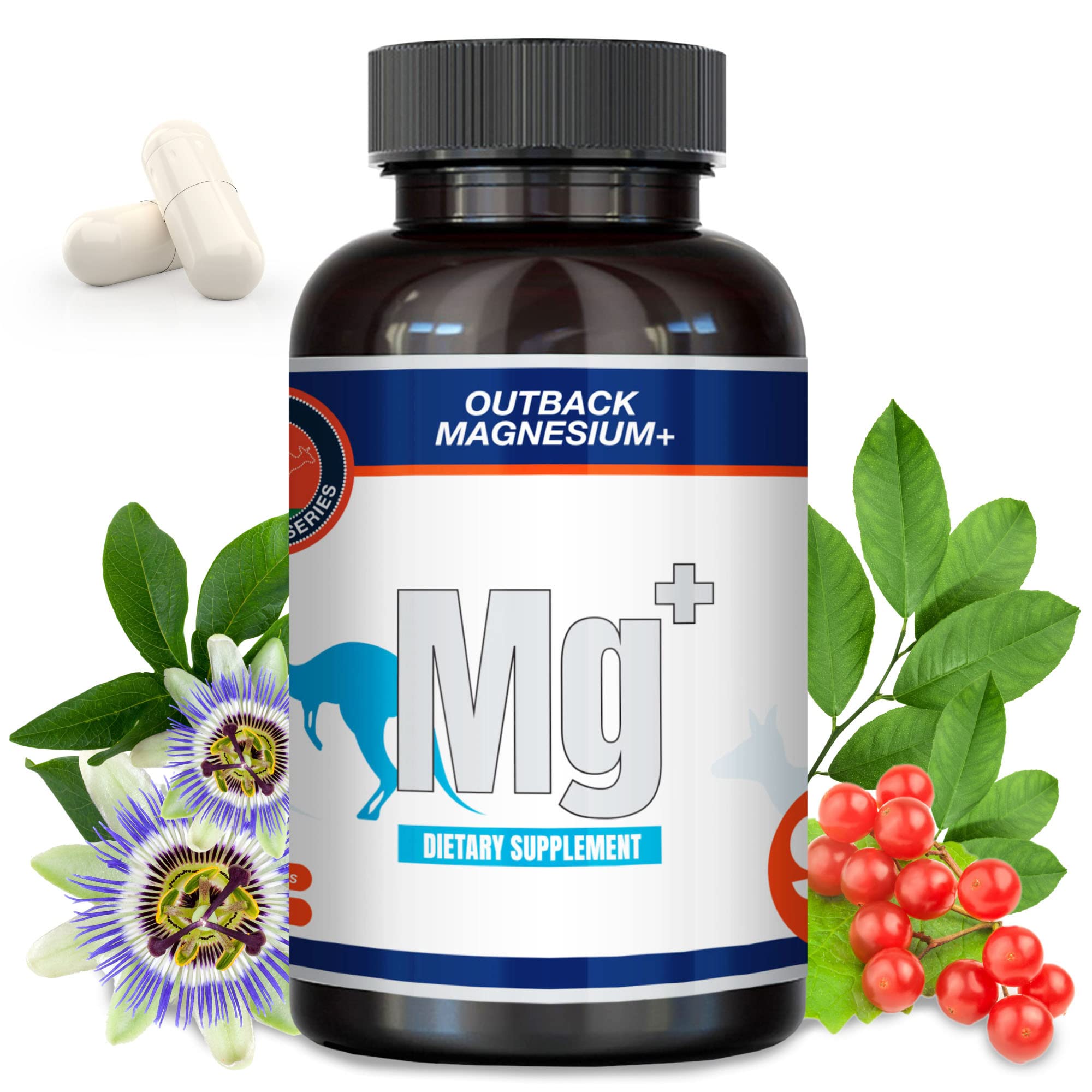 Outback Series Magnesium+ packaging highlights vegan formula.