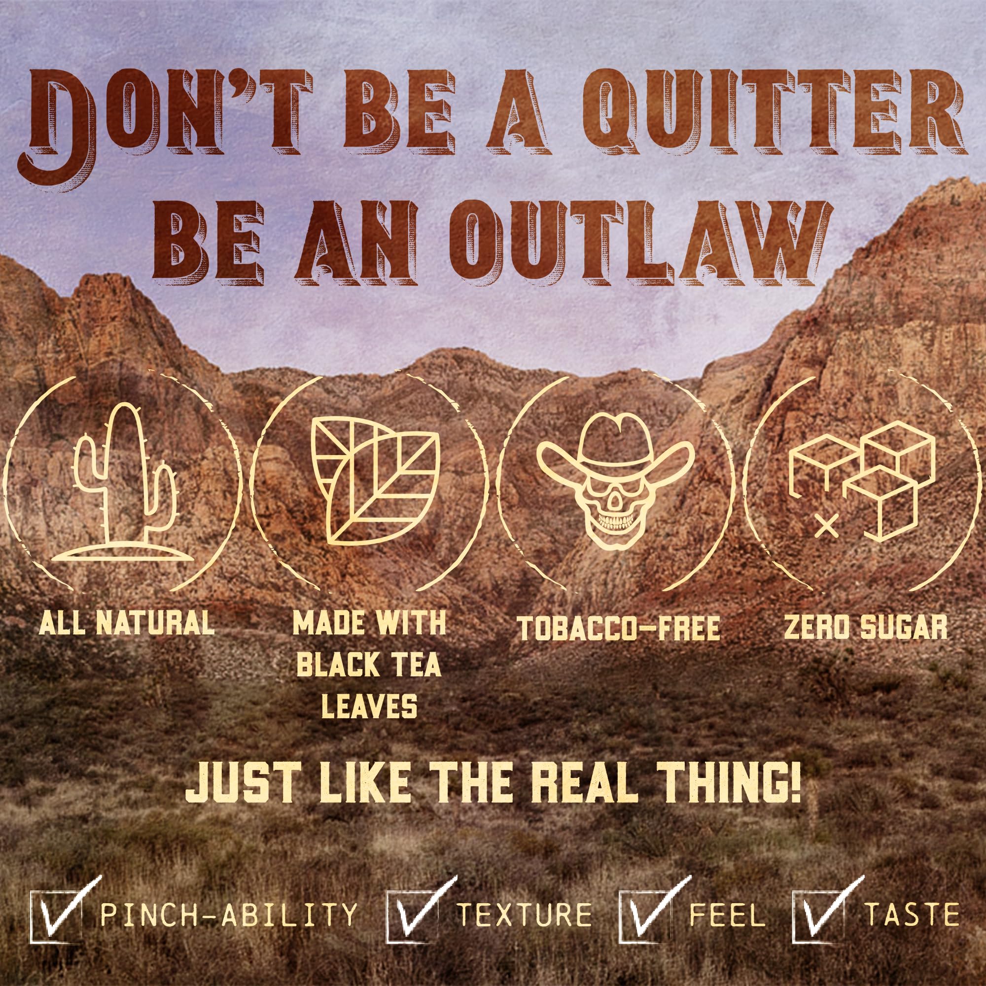 Outlaw Mint Fat Cut nicotine-free indicates a non-nicotine option for dipping.