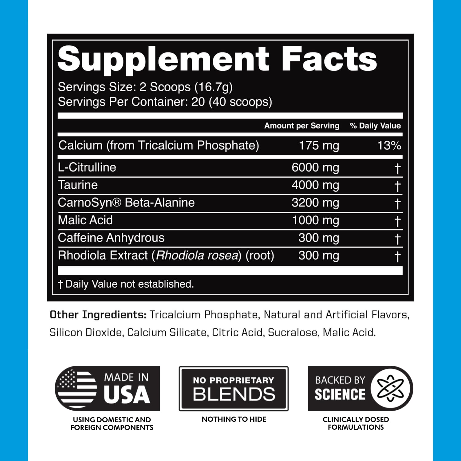 Outwork nutrition blue raspberry flavor powder ready in shaker for quick workouts