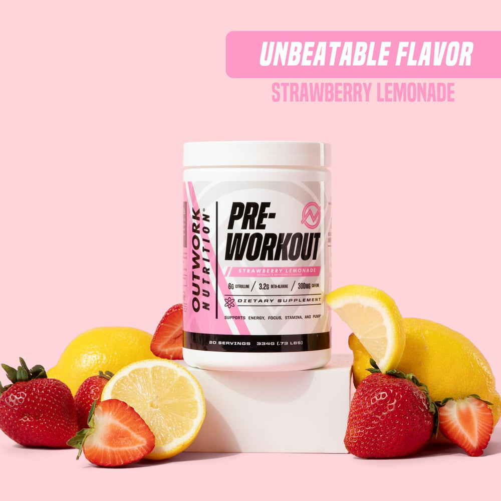 Outwork Nutrition brand logo on the tub signaling quality and science.