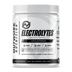 Outwork Nutrition Electrolytes Powder bottle pour shows quick hydration for workouts