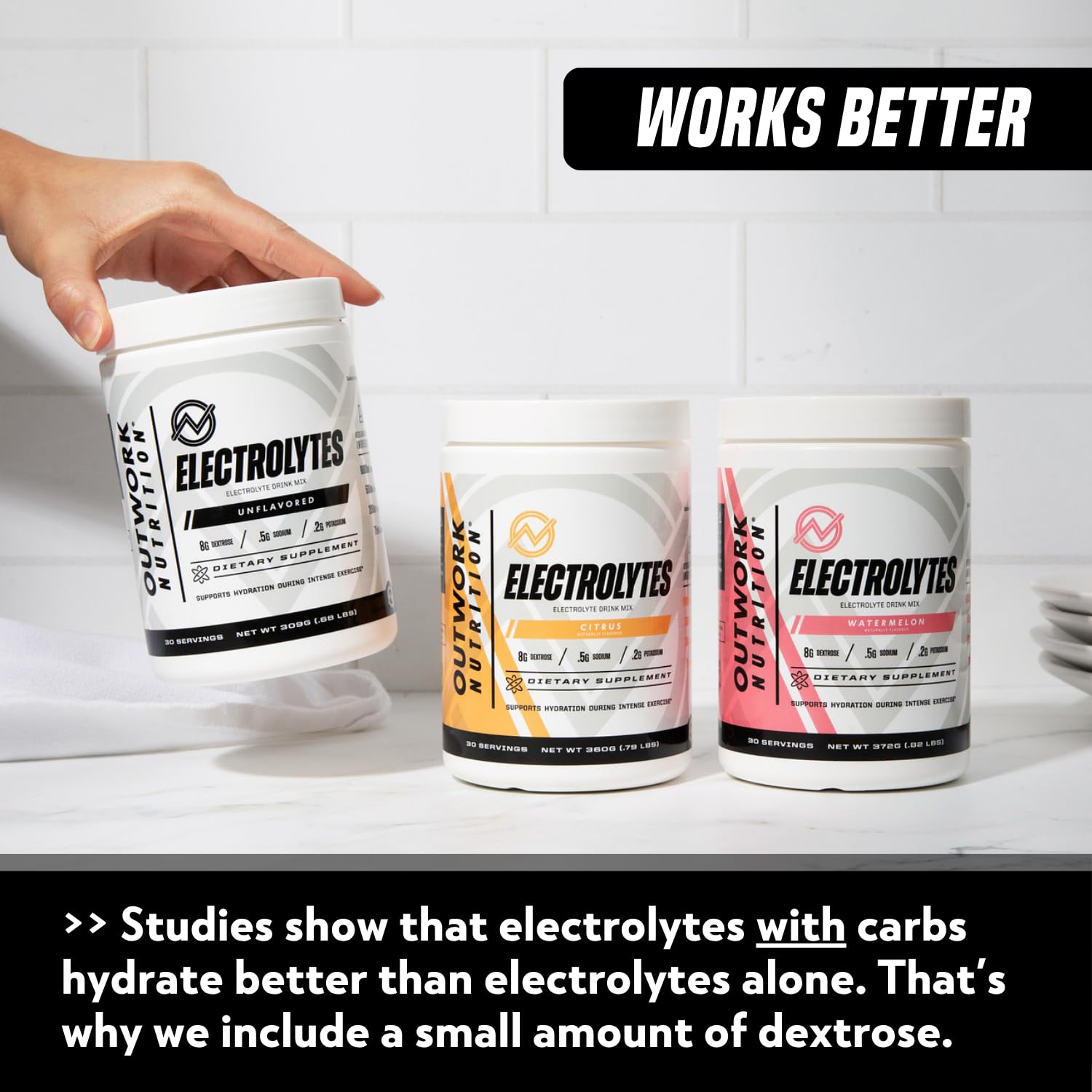Outwork Nutrition Electrolytes Powder Citrus flavor closeup highlights refreshing taste
