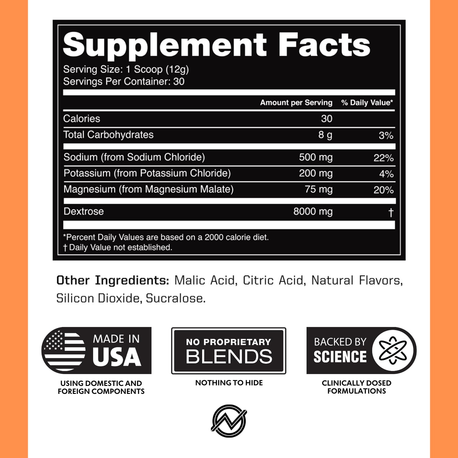 Close-up of ingredients and packaging for Outwork Electrolytes Powder