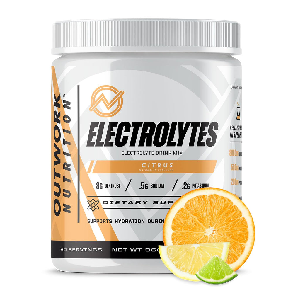 Outwork Nutrition Electrolytes Powder tub ready for workout hydration and endurance