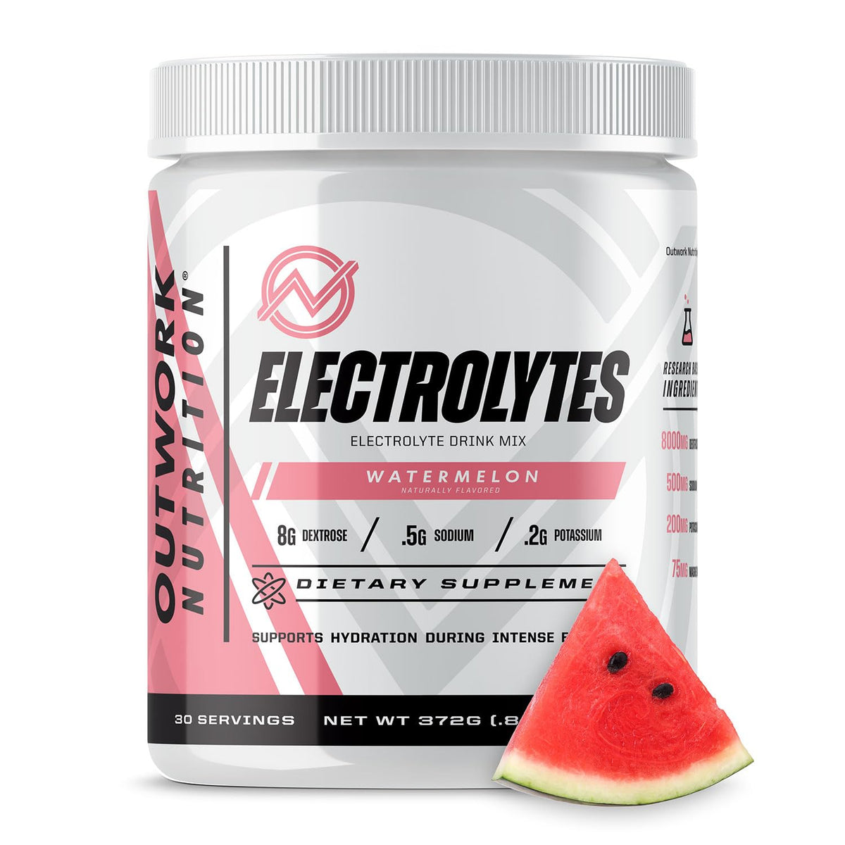 Outwork Nutrition Electrolytes Powder Watermelon bottle for steady hydration during workouts