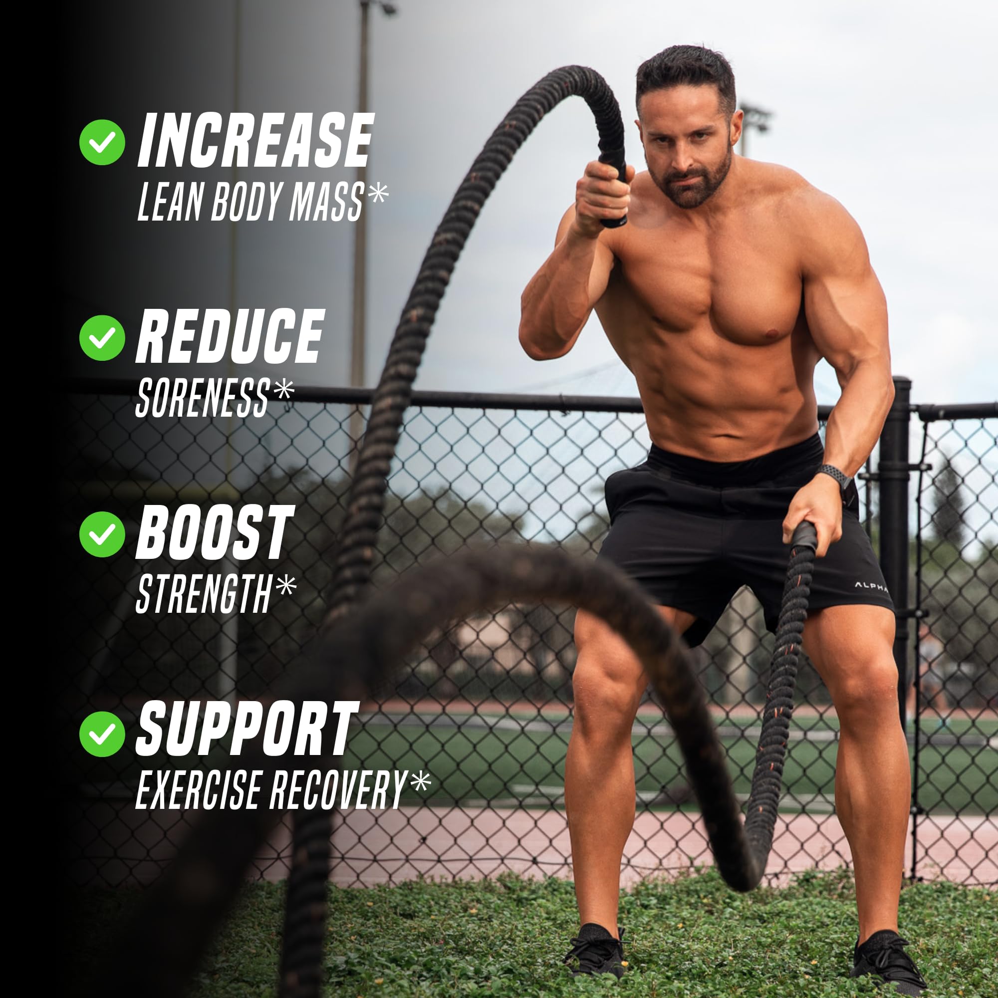 Outwork Nutrition green apple flavor powder in a scoop for refreshing post-workout fuel