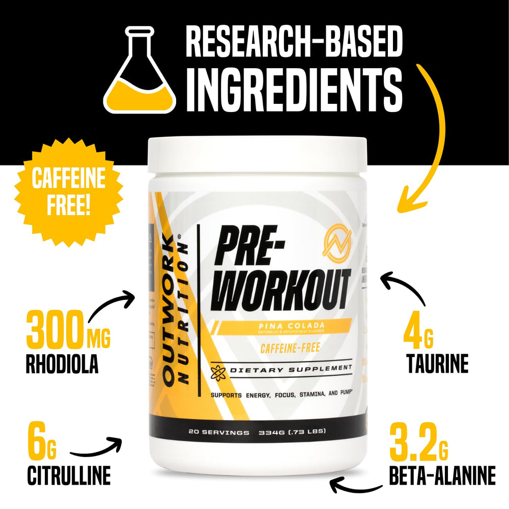Outwork Nutrition non-stim pre-workout shaker ready for an evening training session.