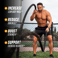 Outwork Nutrition recovery tub label close-up highlighting creatine monohydrate and betaine