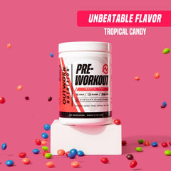 Clear mix of Tropical Candy preworkout dissolving in water boosts alertness.