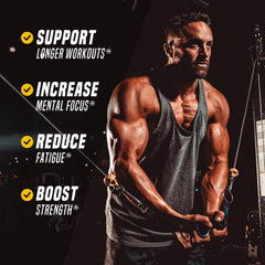 Outwork Nutrition preworkout tub back view highlighting ingredients list.