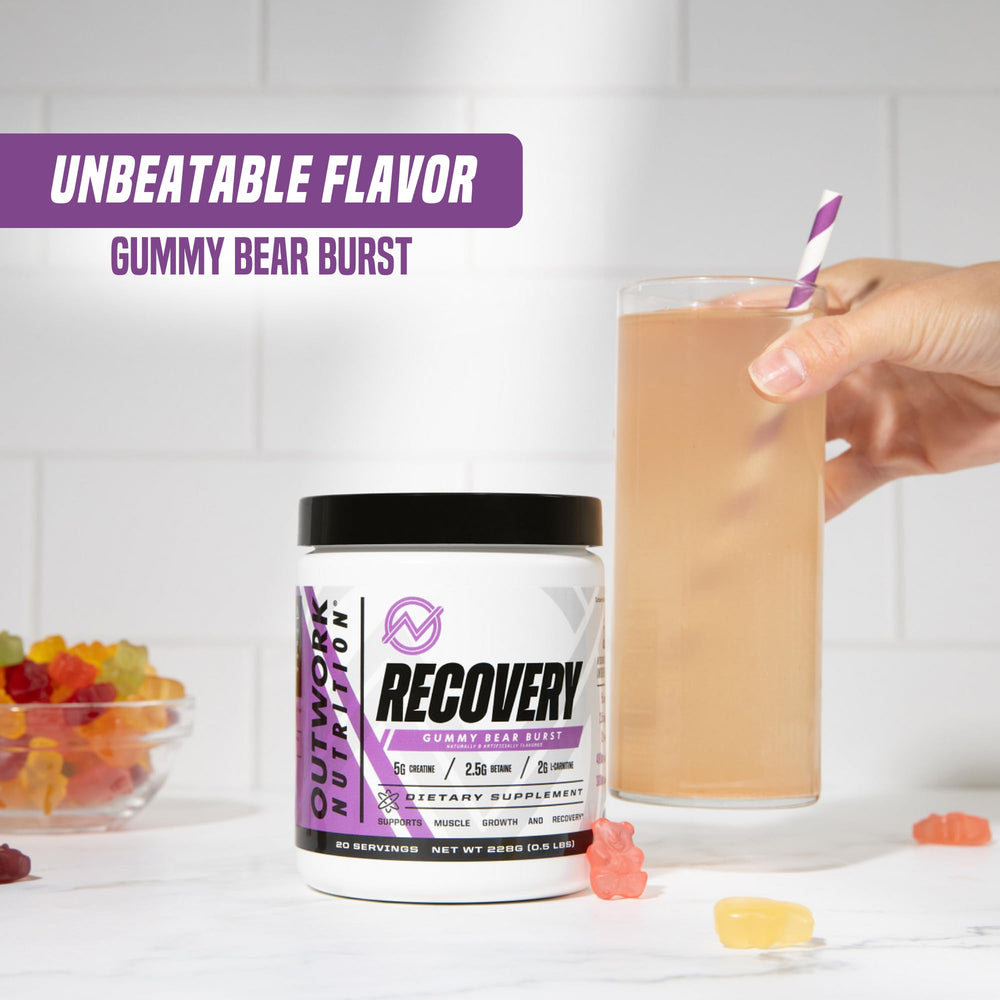 Outwork Nutrition Tart Cherry Extract closeup emphasizes natural anti-soreness ingredient sourcing.