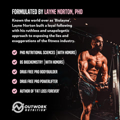 Outwork Nutrition USA-dairy sourced whey isolate signals premium quality.