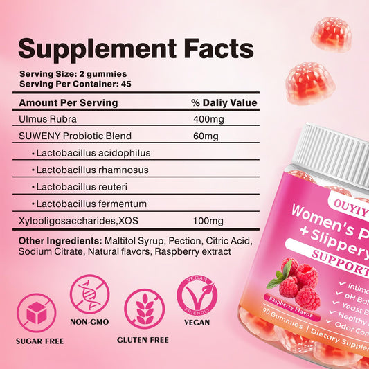 OUYIYUA bottle back showing ingredients and vegan non-GMO benefits for digestive health
