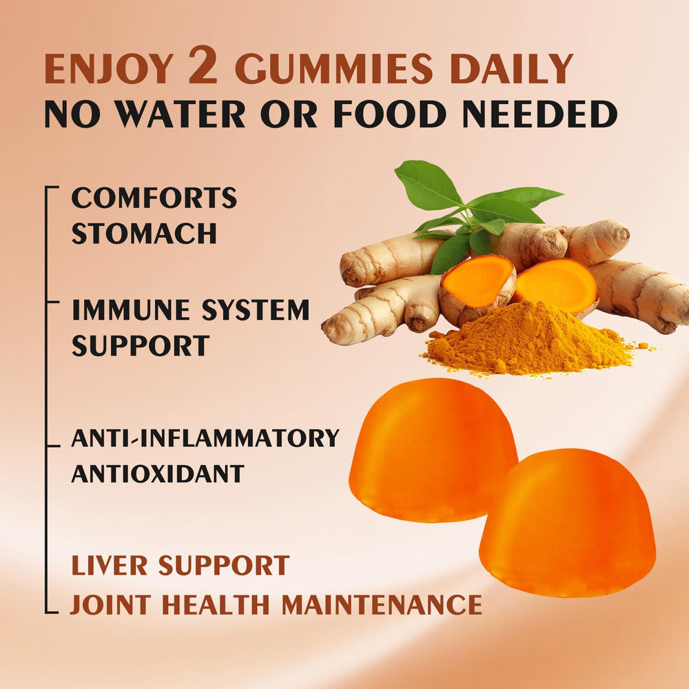 OUYIYUA Turmeric Gummies pack shot showing pineapple flavor and non-GMO, sugar-free formula.