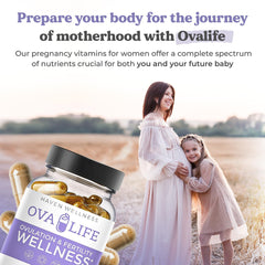 Ovalife 22 active ingredients shown in bottle for hormone balance and ovulation.