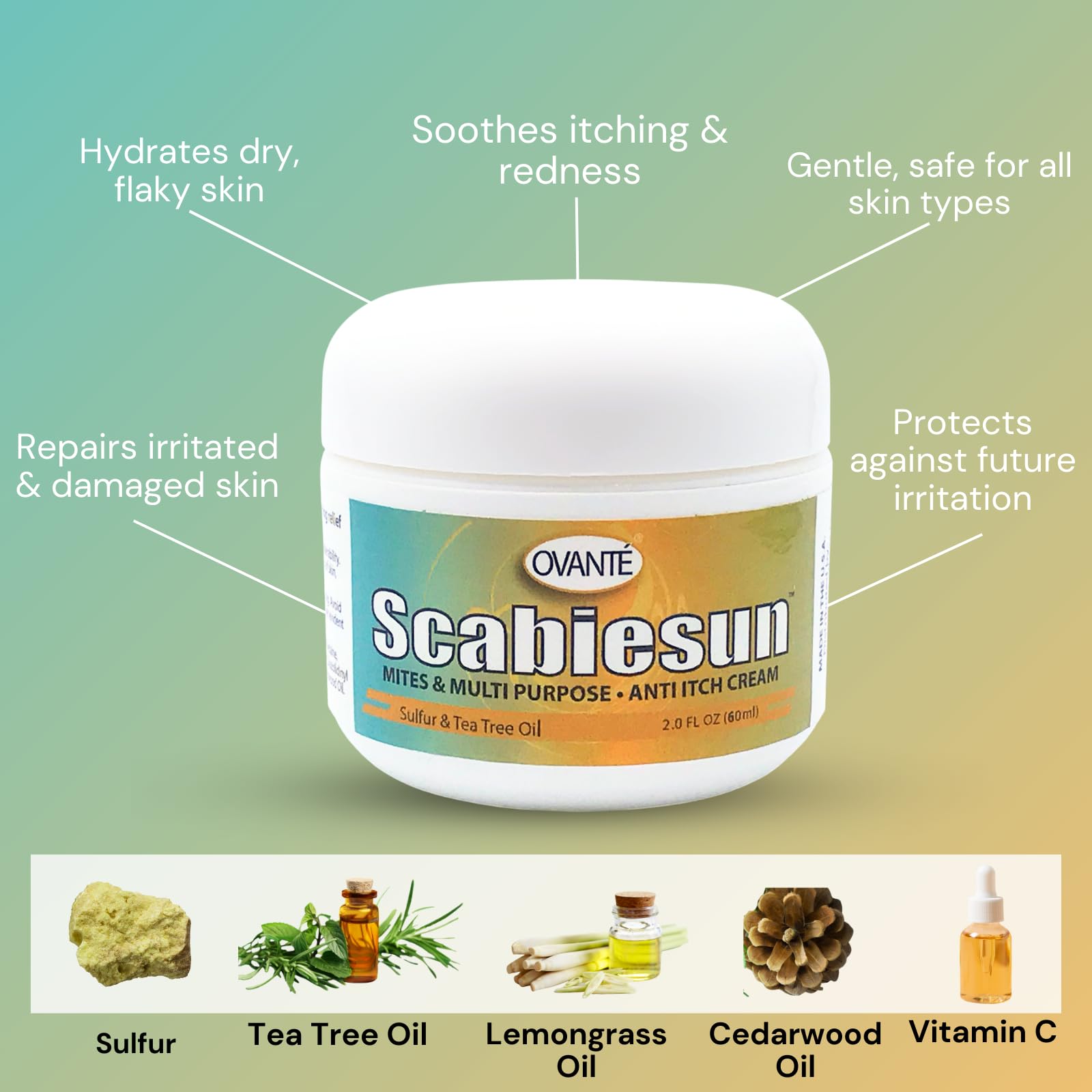 Ovante Scabiesun cream on hand demonstrates easy dime-sized application.