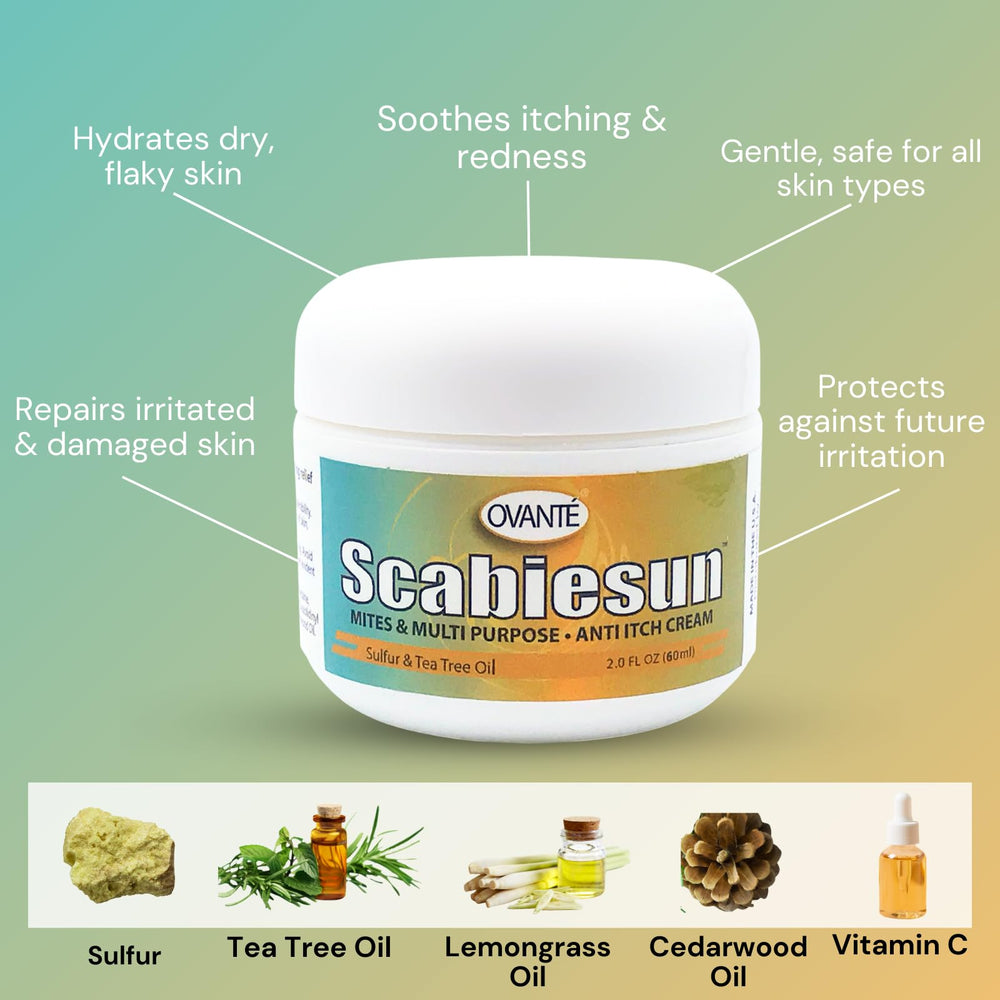 Ovante Scabiesun cream on hand demonstrates easy dime-sized application.