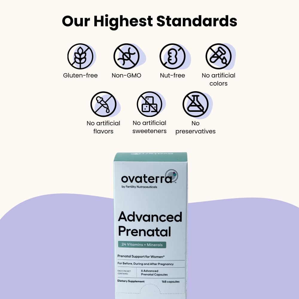 Ovaterra prenatal bottle label highlights 550 mg choline and omega-3 DHA/EPA.
