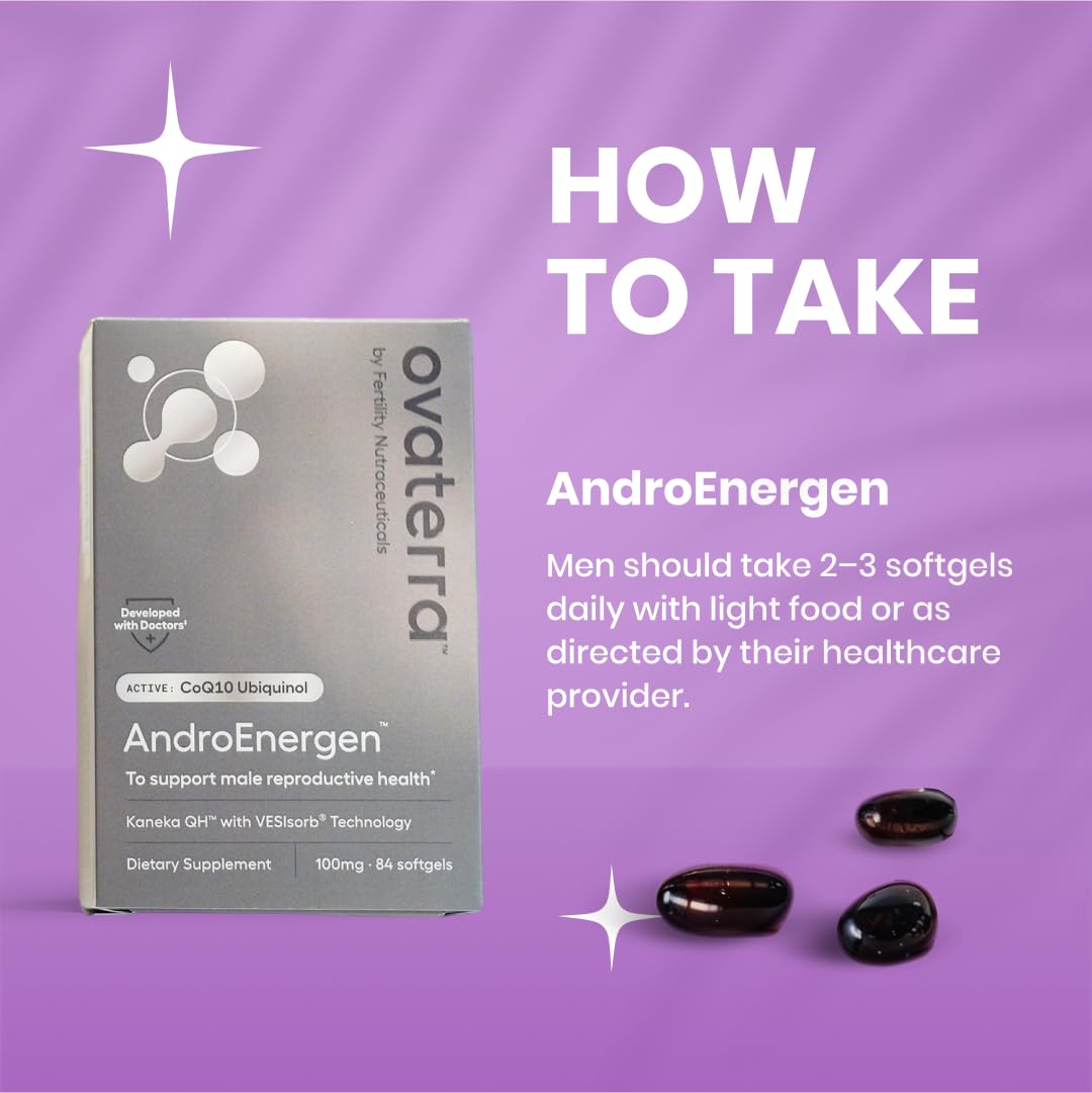 Ovaterra AndroEnergen nutrition panel closeup with CoQ10 details.