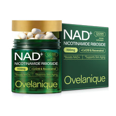 Ovelanique NAD supplement bottle front highlights packaging for daily vitality