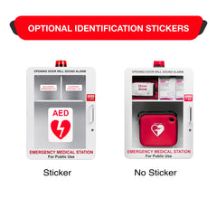 OVERDOSE KITS cabinet dimensions show wall‑mount profile and space planning