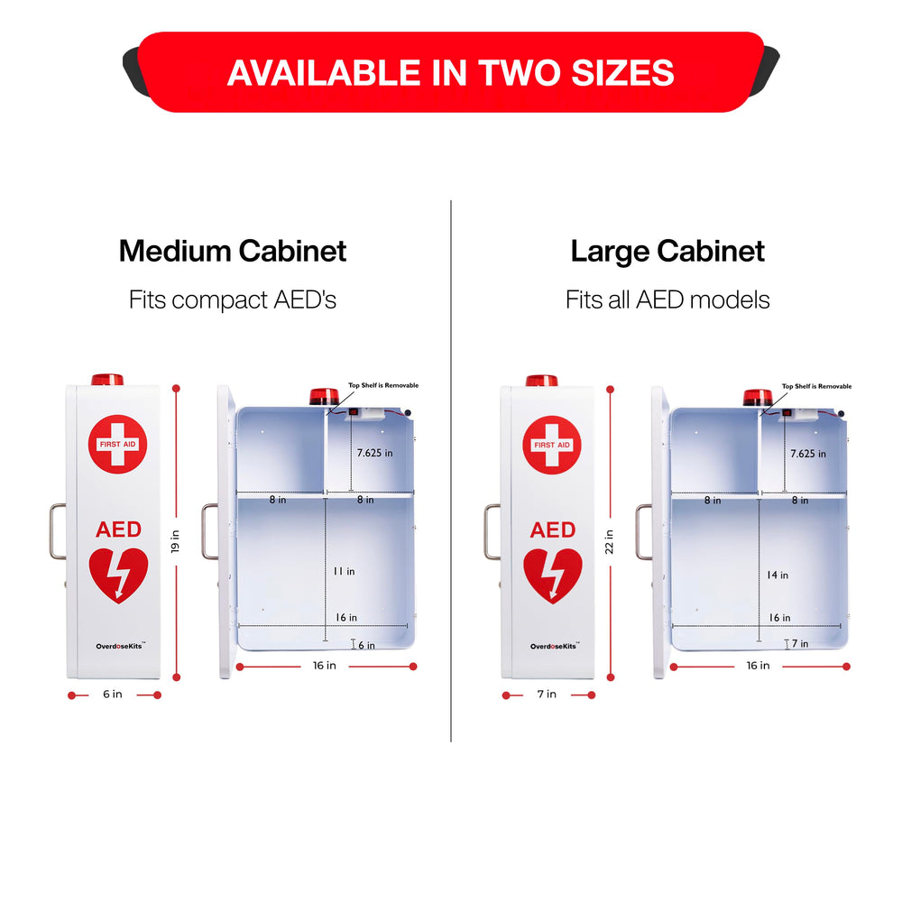 Optional lock on OVERDOSE KITS cabinet to secure supplies when needed