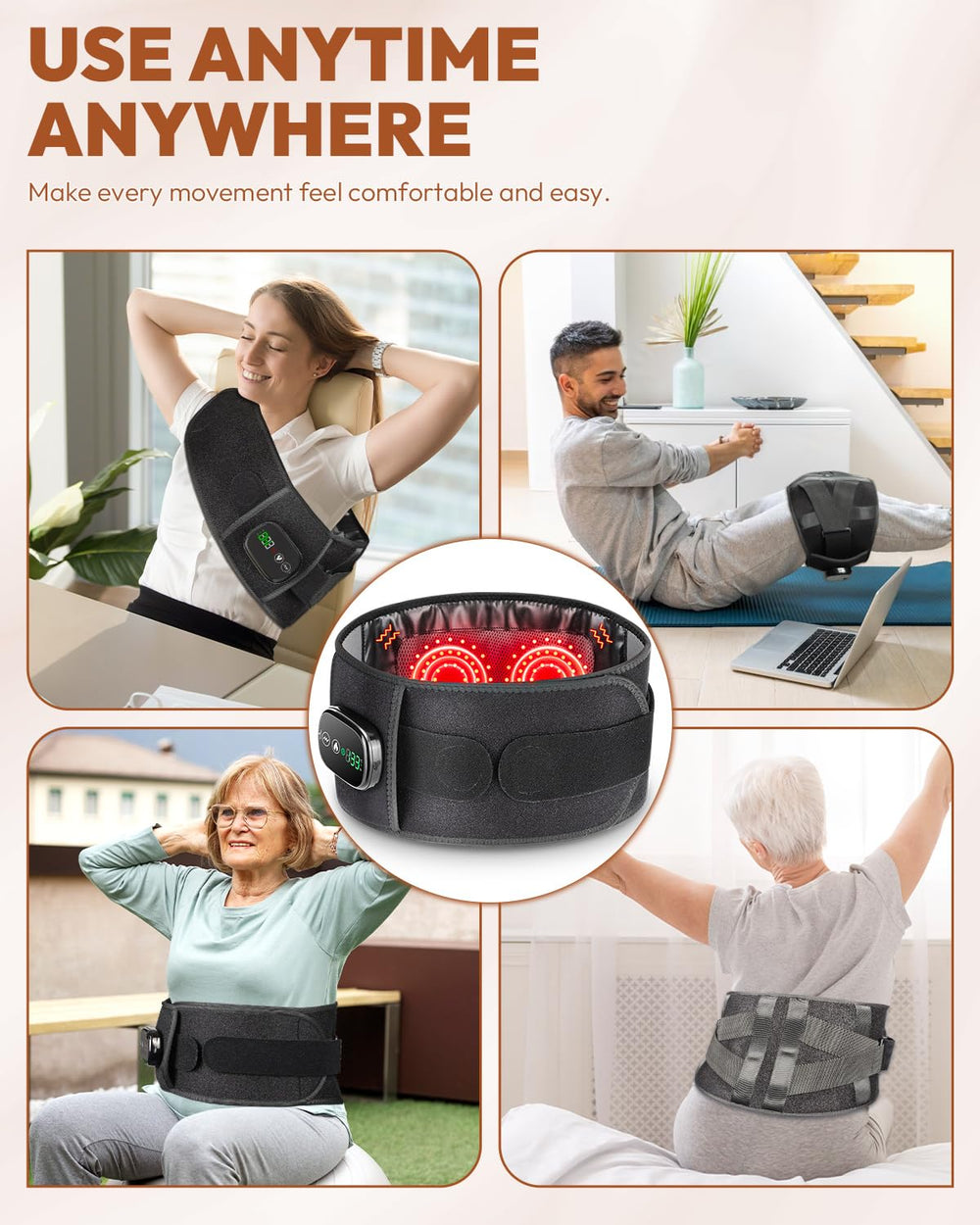 OVIMAZ red light therapy belt folded for travel highlights portability.