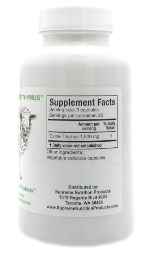Ovine thymus capsules on lab-tested packaging for quality
