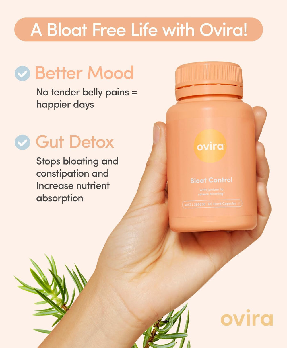 Two Ovira capsules shown as daily digestive support reminder