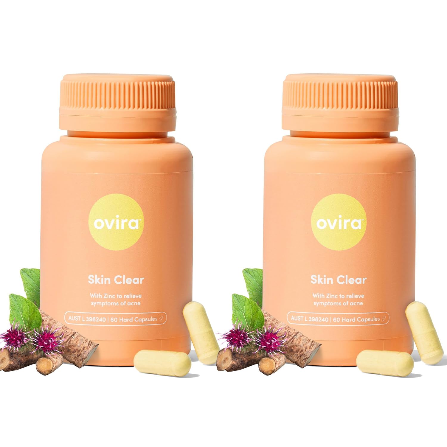 Ovira Skin Clear with ZINCBRIGHT bottle for easy daily routine and skin support