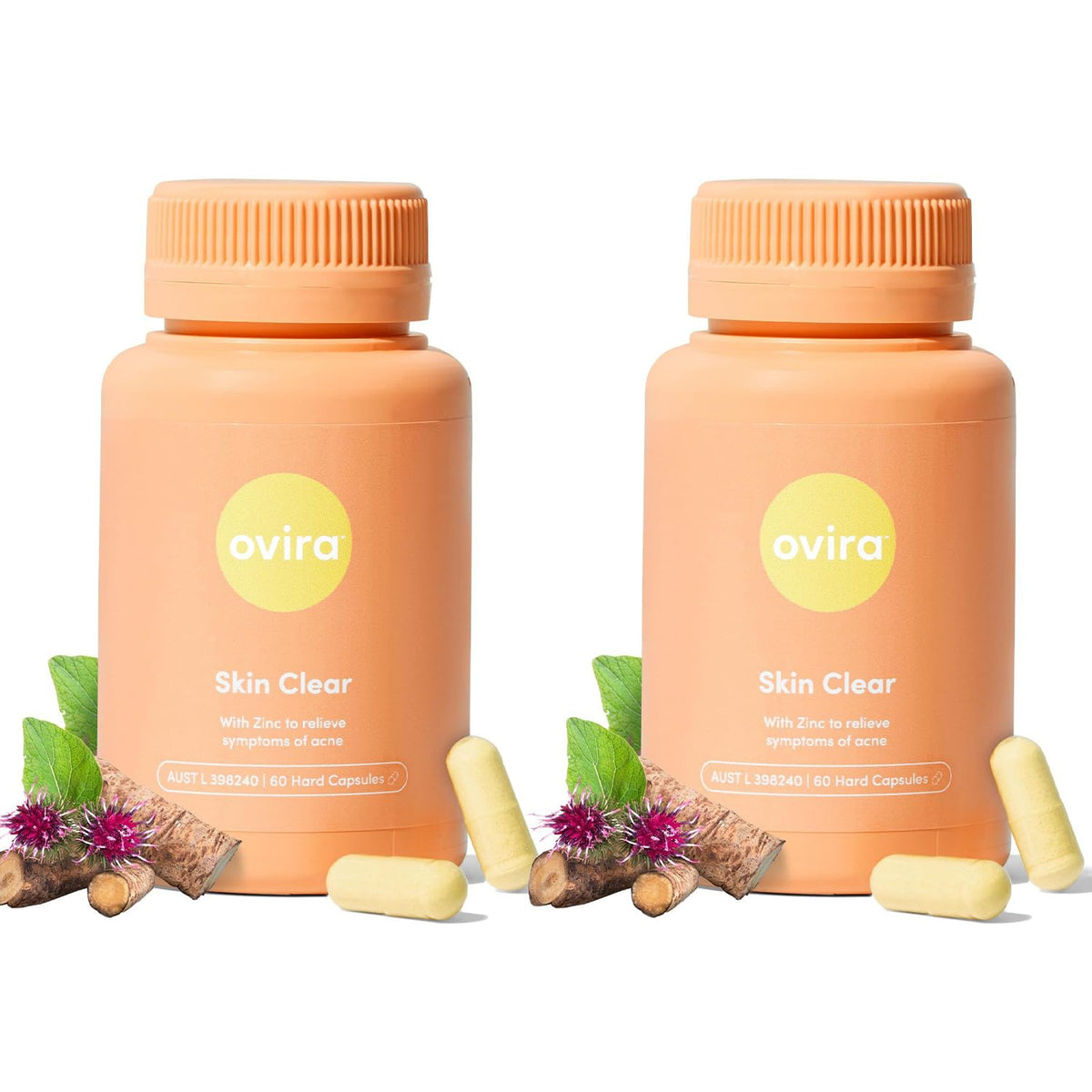 Ovira Skin Clear with ZINCBRIGHT bottle for easy daily routine and skin support