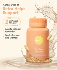 Ovira Skin Clear capsules close-up highlighting texture and daily use