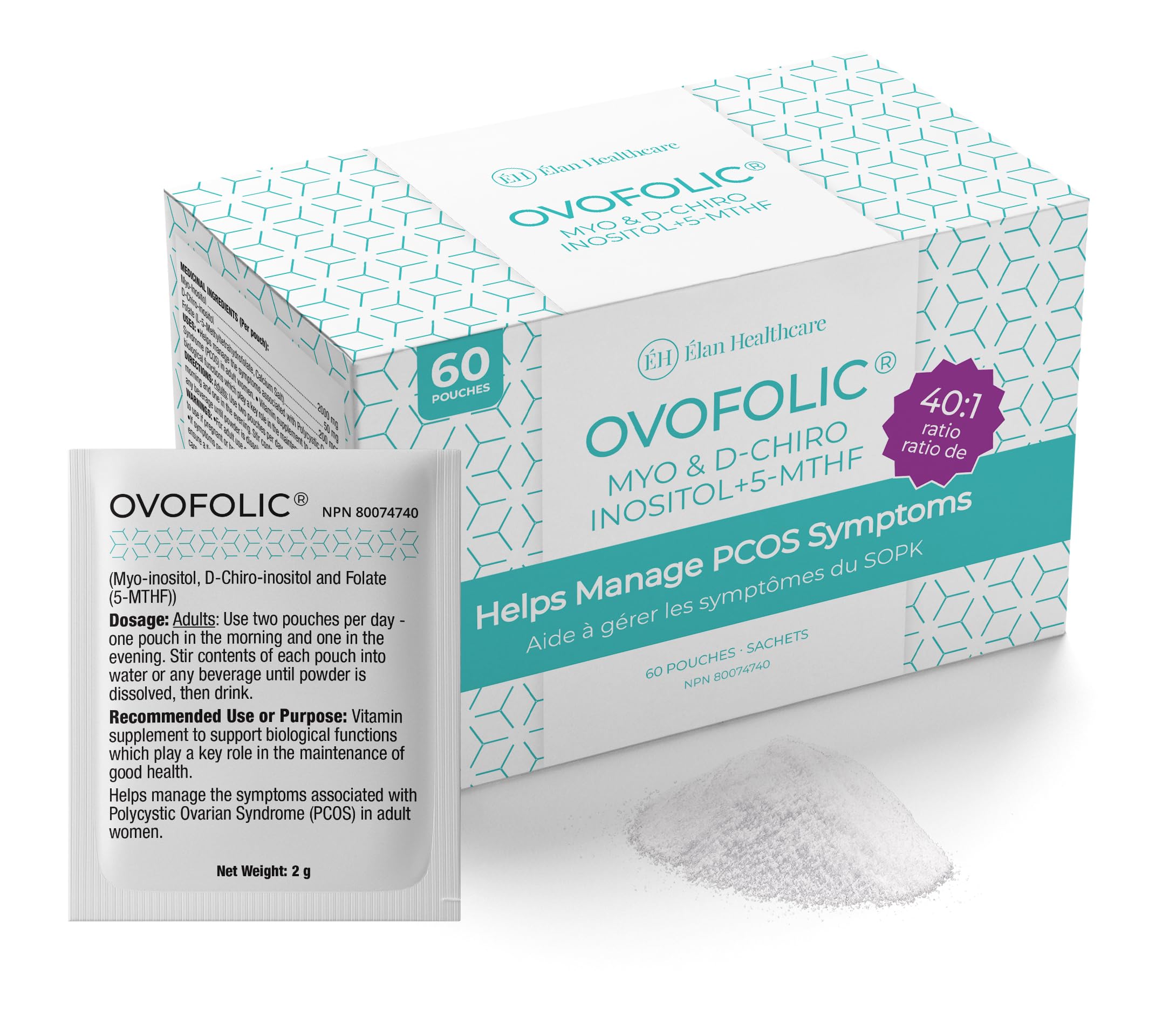 Ovofolic bottle-front showing convenient daily use for hormone balance support.