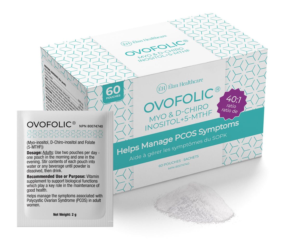 Ovofolic bottle-front showing convenient daily use for hormone balance support.