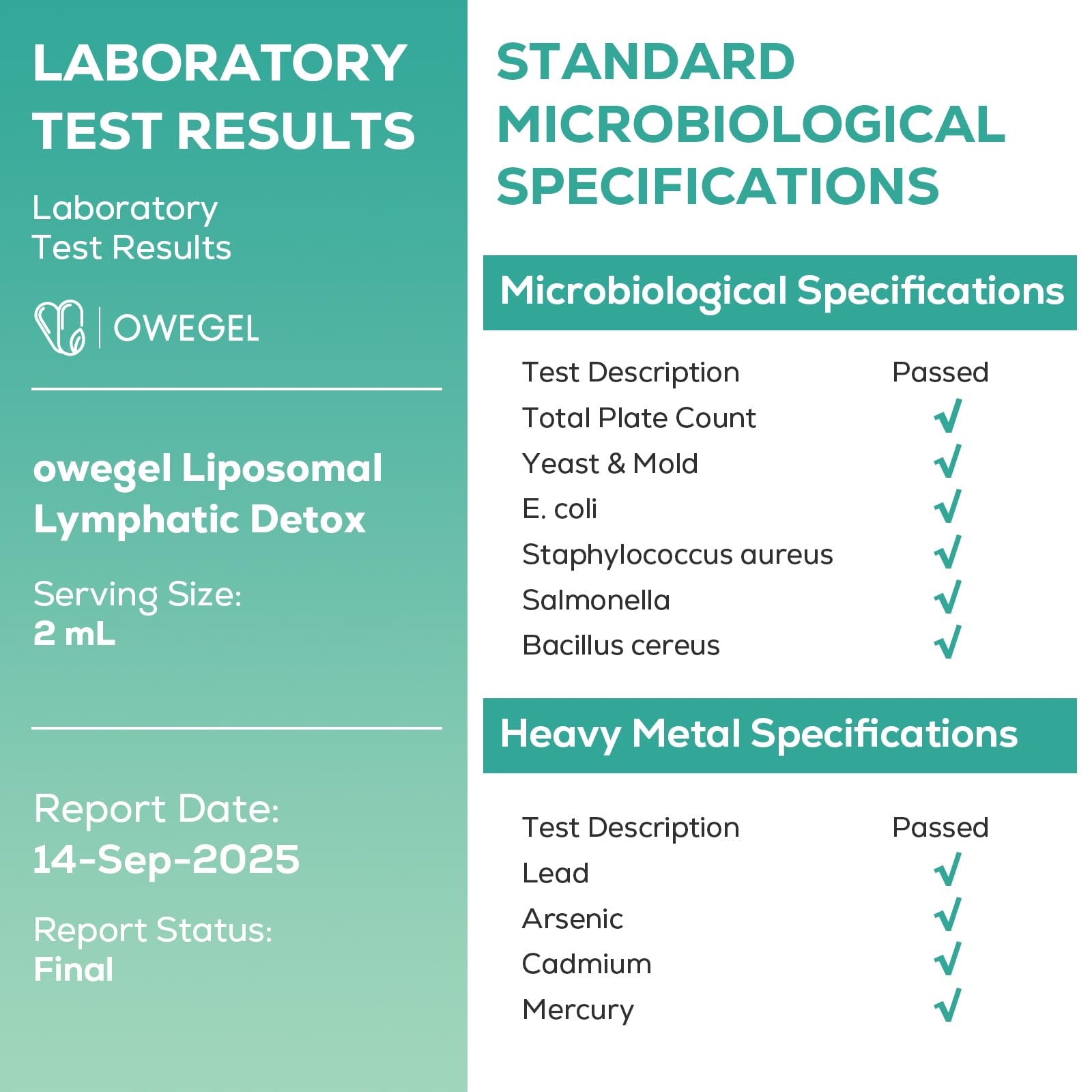 owegel Liposomal Lymphatic Drops alcohol-free formula highlights clean wellness.
