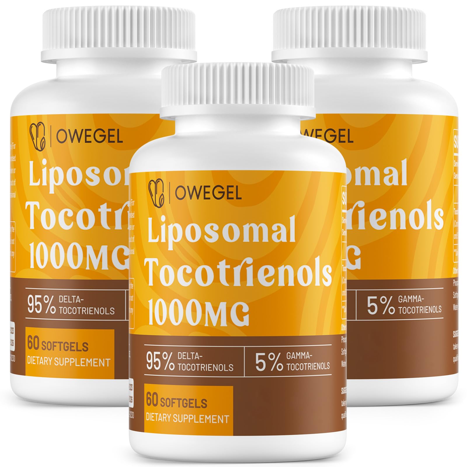 Owegel liposomal tocotrienols bottle front for high-potency daily vitamin E.