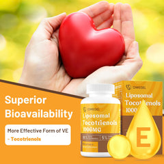 owegel tocotrienols softgels close-up emphasizing small easy to swallow capsules for daily use