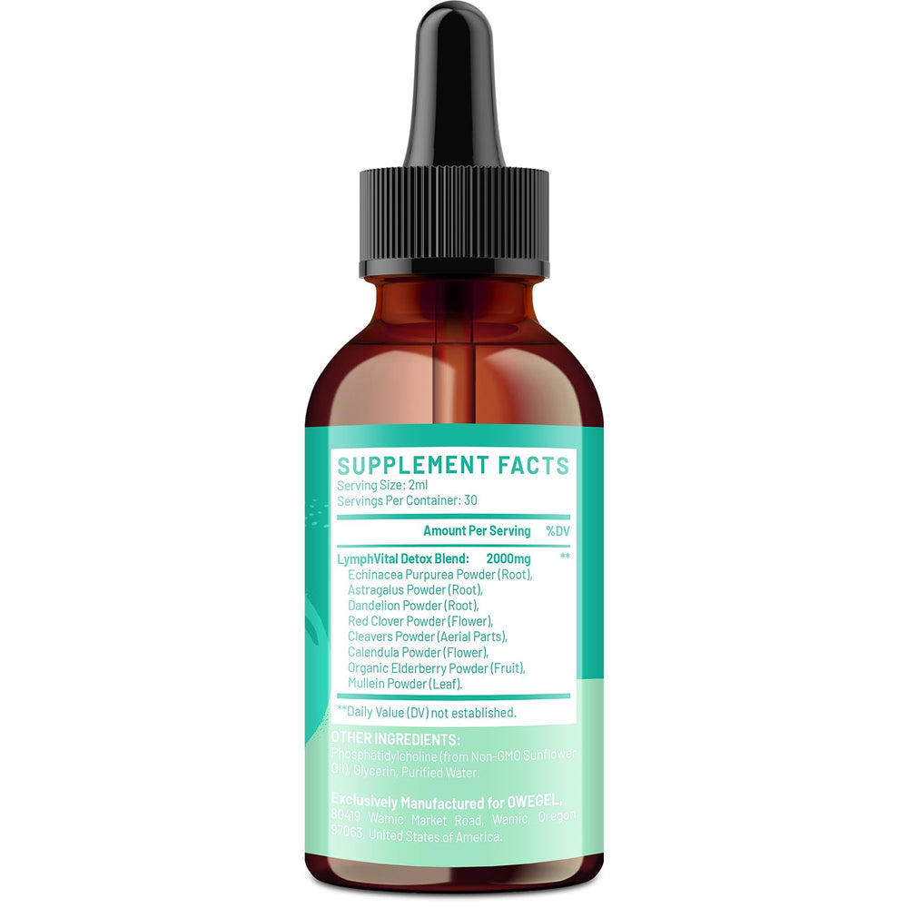 owegel Liposomal Lymphatic Drops vegan formula for plant-based wellness.