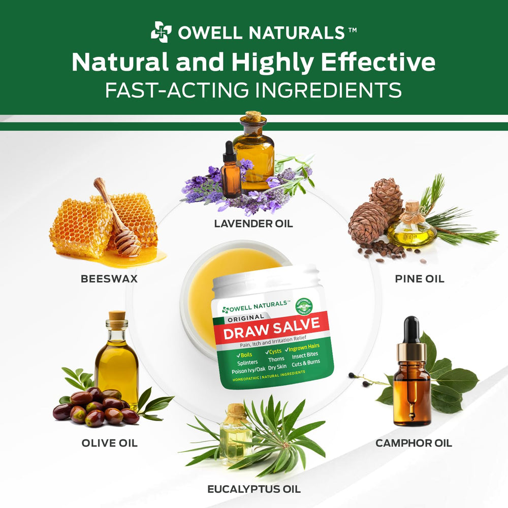 OWELL Naturals logo and label emphasizing natural ingredients.