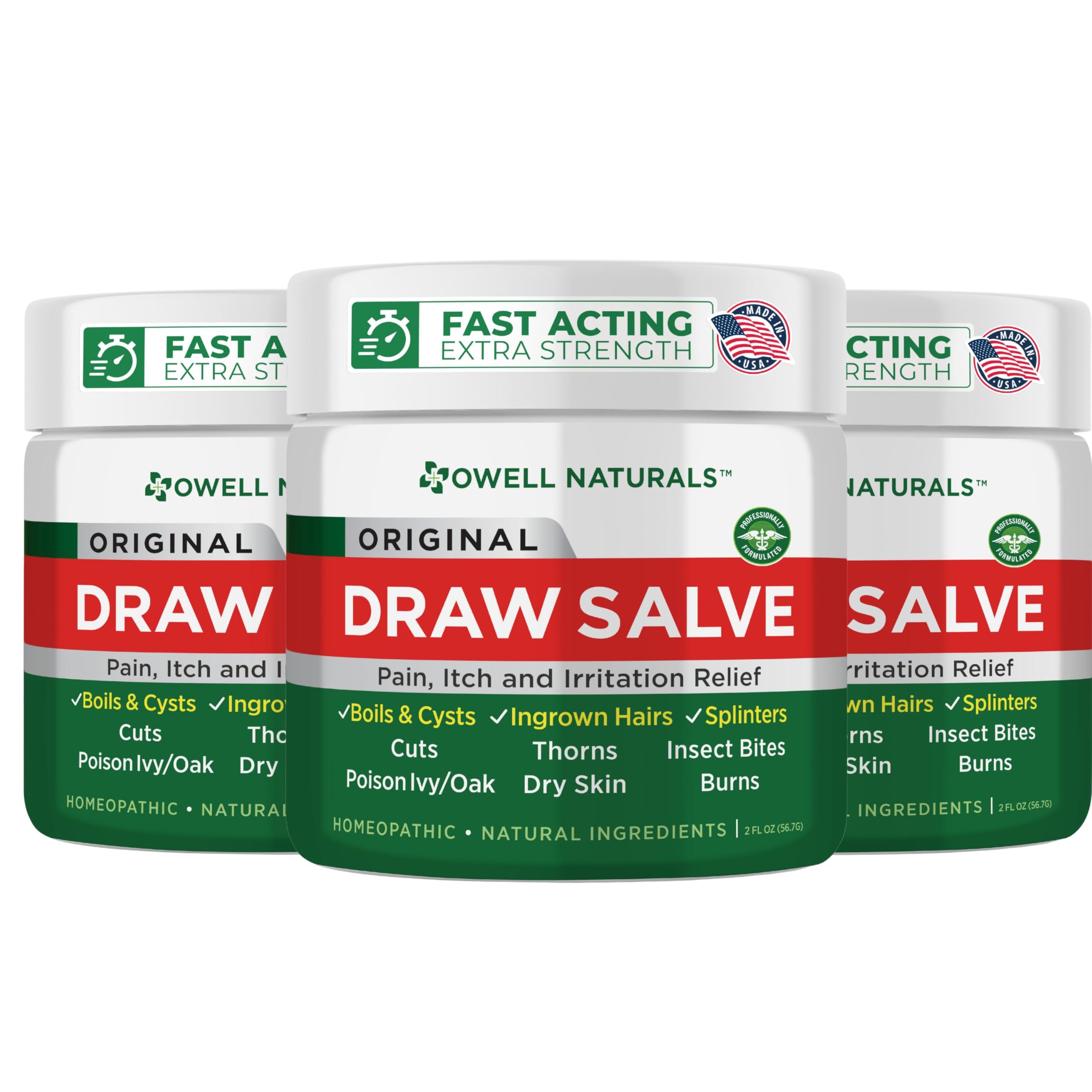OWELL Naturals Drawing Salve bottle with tea tree balm for skin soothing.
